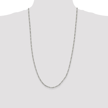 28 Inch Sterling Silver 2.5mm Figaro Chain Necklace