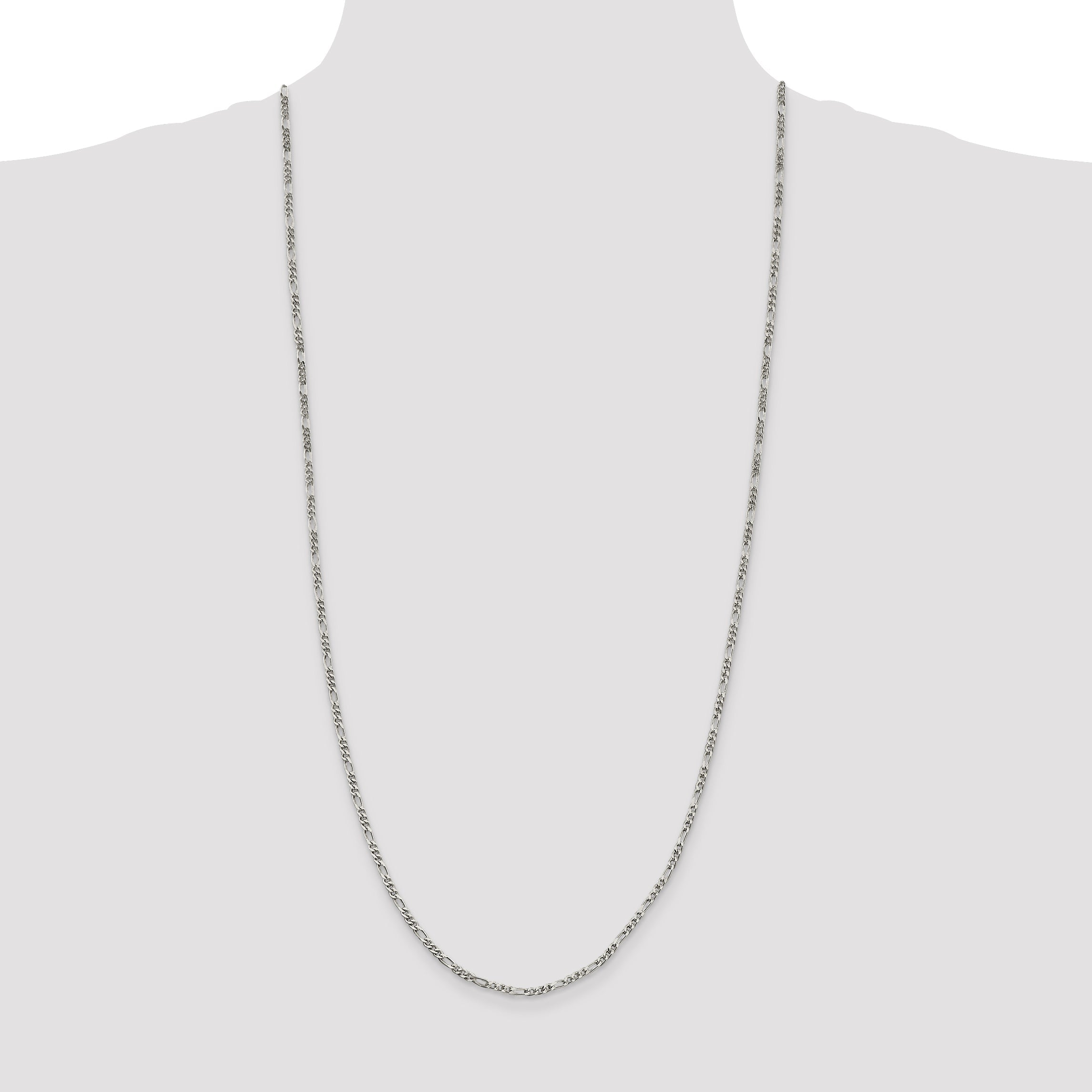 30 Inch Sterling Silver 2.5mm Figaro Chain Necklace