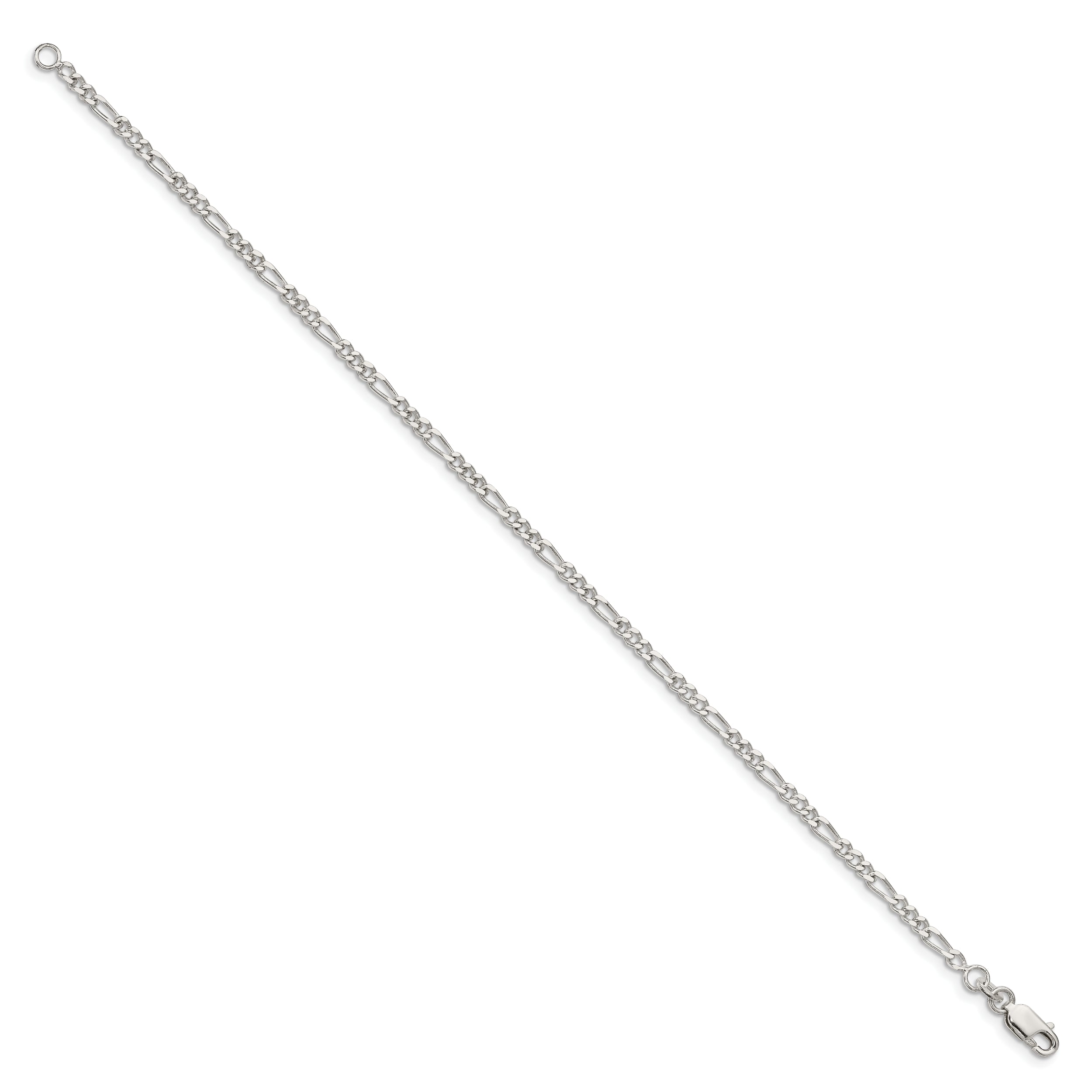 7 Inch Sterling Silver 2.5mm Figaro Chain Bracelet