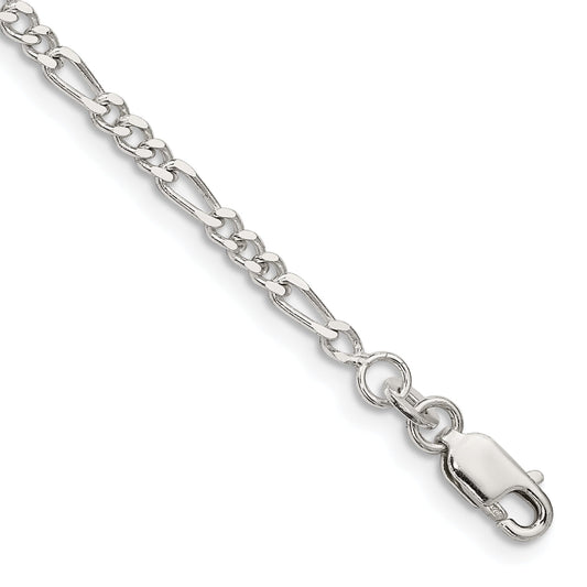 8 Inch Sterling Silver 2.5mm Figaro Chain Bracelet