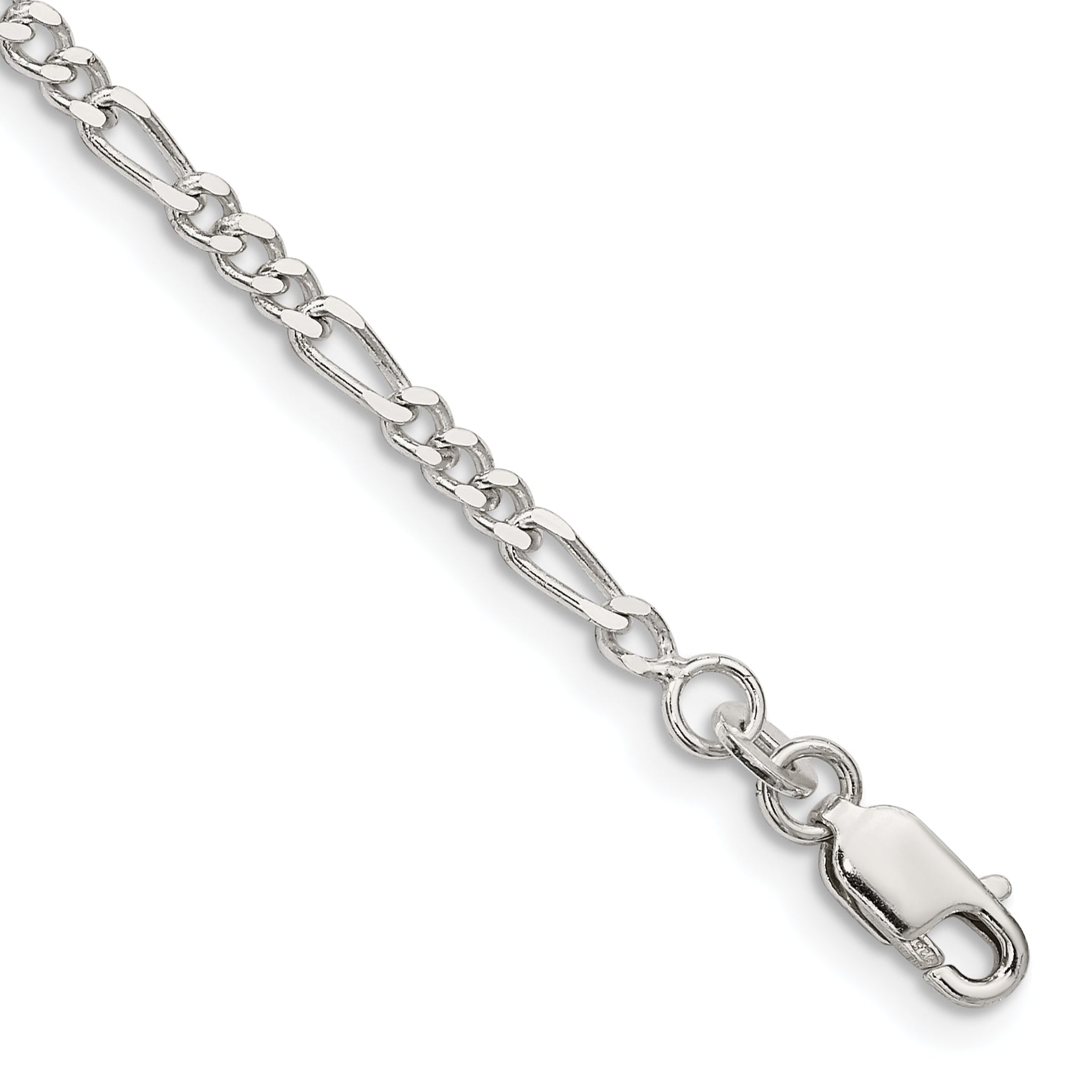 6 Inch Sterling Silver 2.5mm Figaro Chain Bracelet