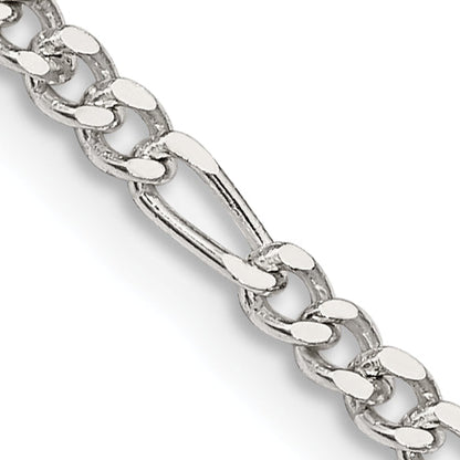 26 Inch Sterling Silver 2.5mm Figaro Chain Necklace
