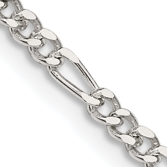 22 Inch Sterling Silver 2.5mm Figaro Chain Necklace