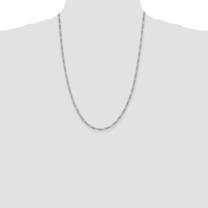 24 Inch Sterling Silver 2.85mm Figaro Chain Necklace