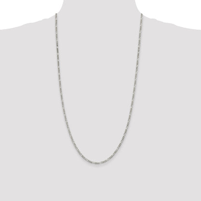 28 Inch Sterling Silver 2.85mm Figaro Chain Necklace