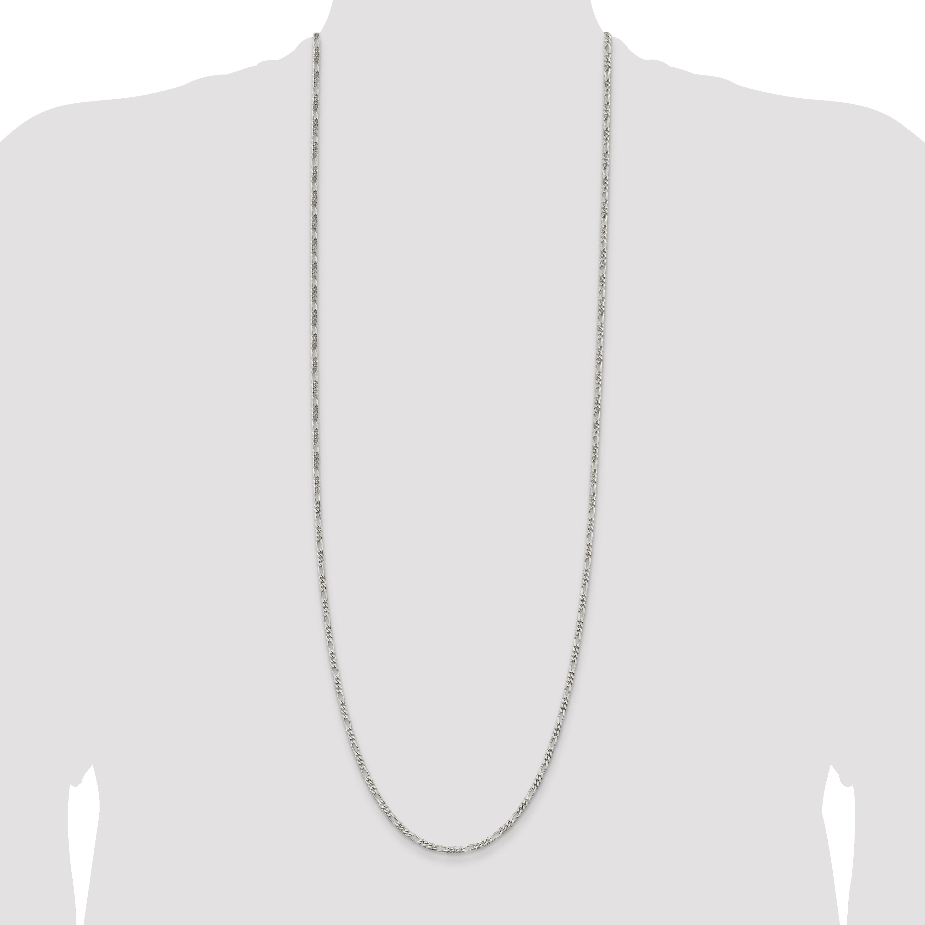 36 Inch Sterling Silver 2.85mm Figaro Chain Necklace