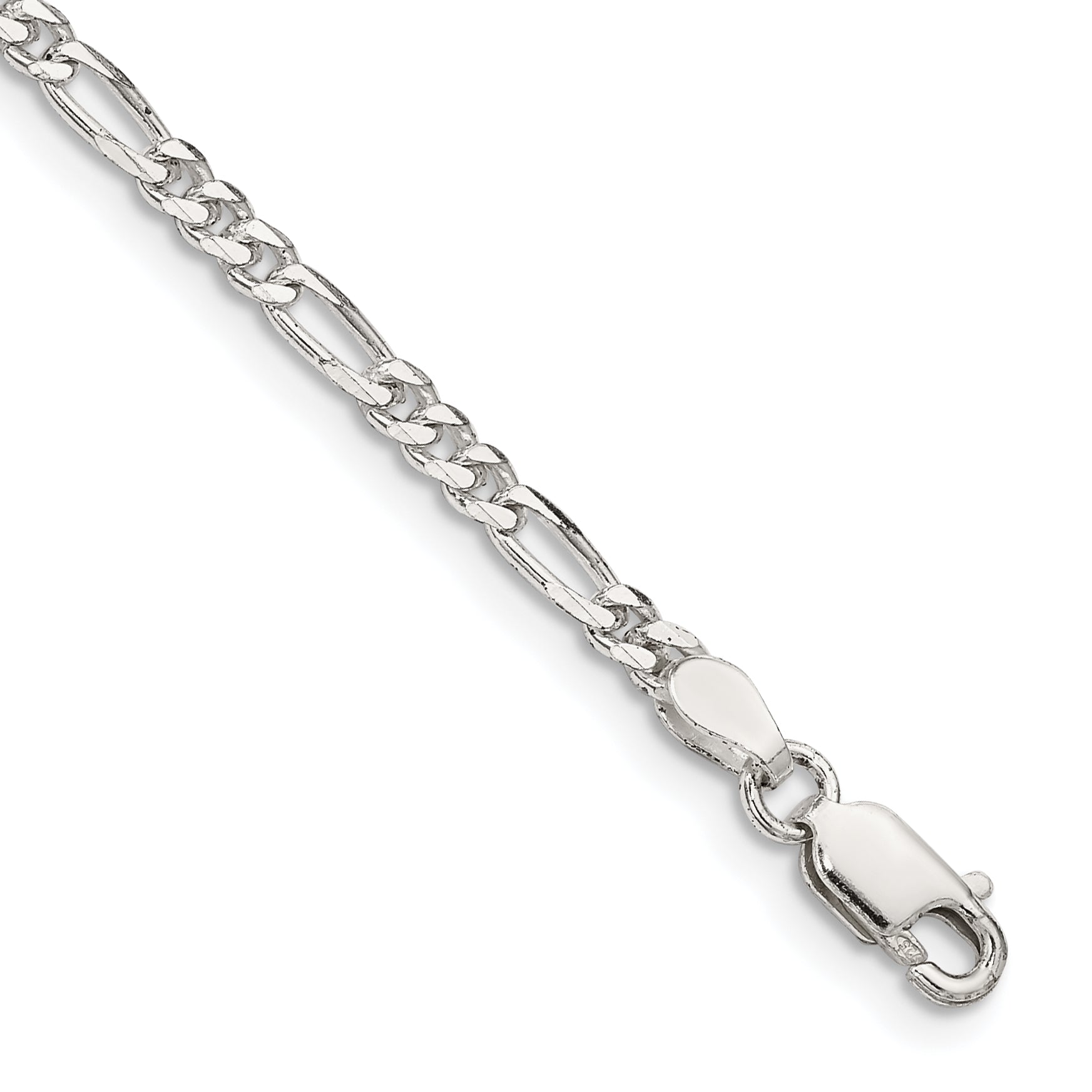 8 Inch Sterling Silver 2.85mm Figaro Chain Bracelet