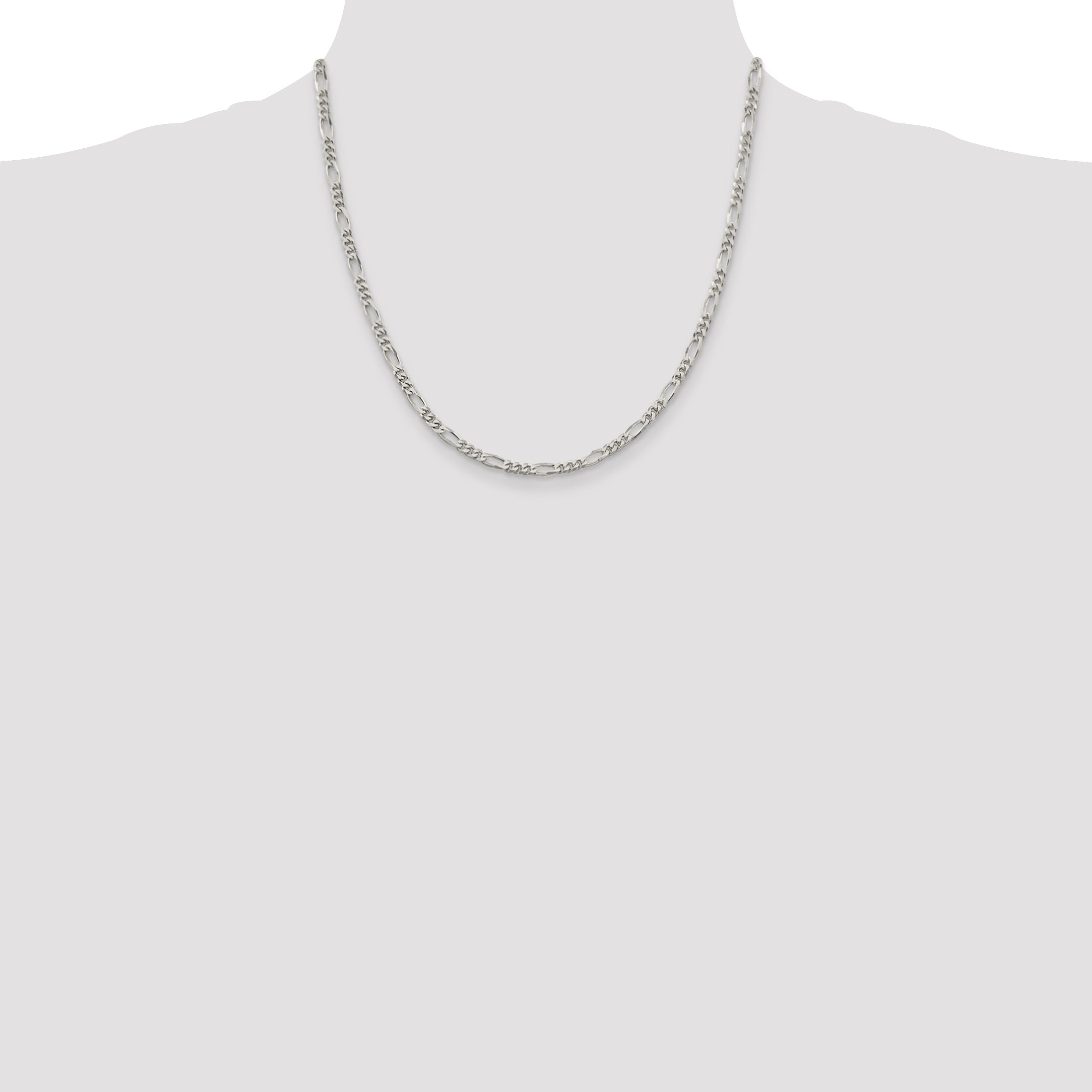 20 Inch Sterling Silver 3.5mm Figaro Chain Necklace