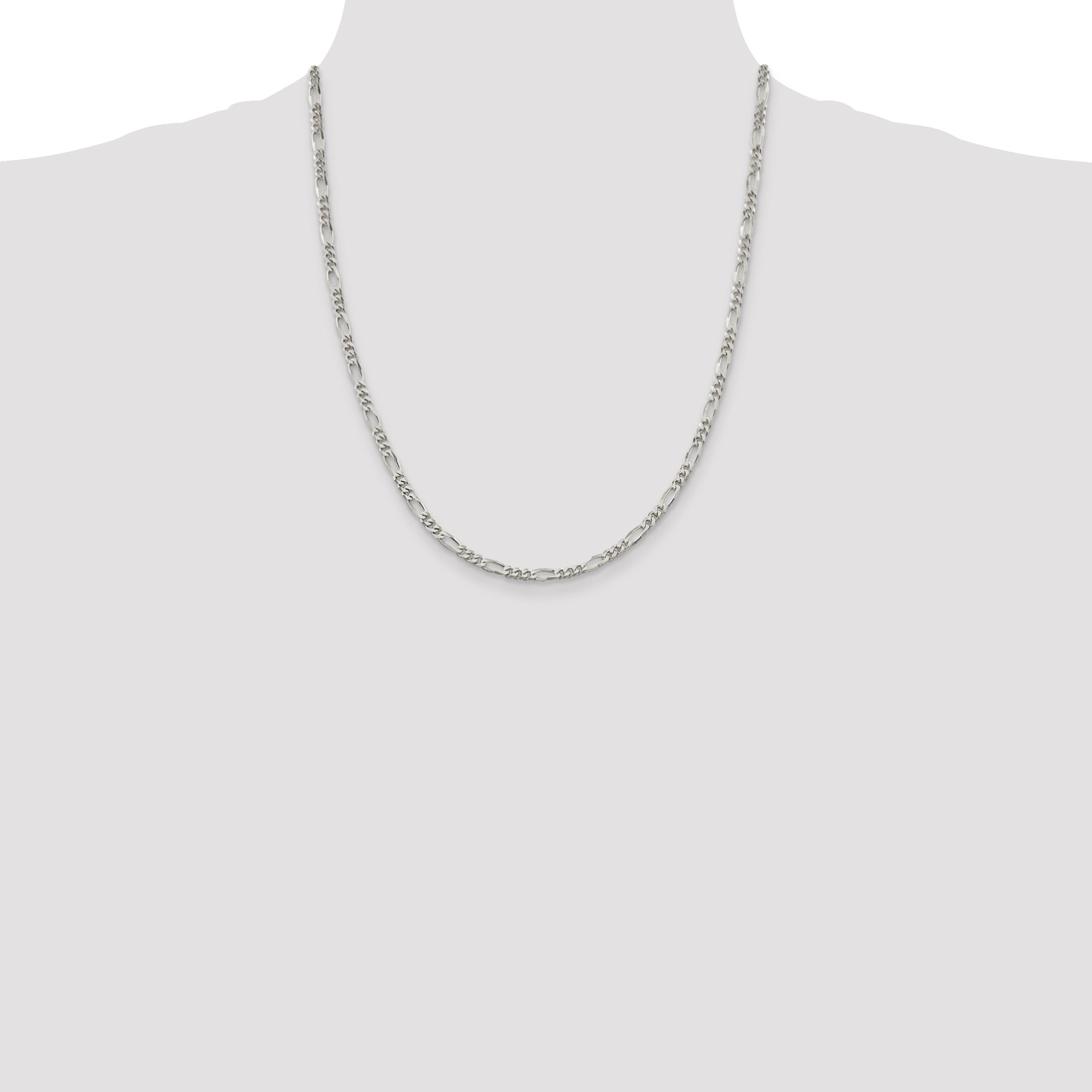 22 Inch Sterling Silver 3.5mm Figaro Chain Necklace