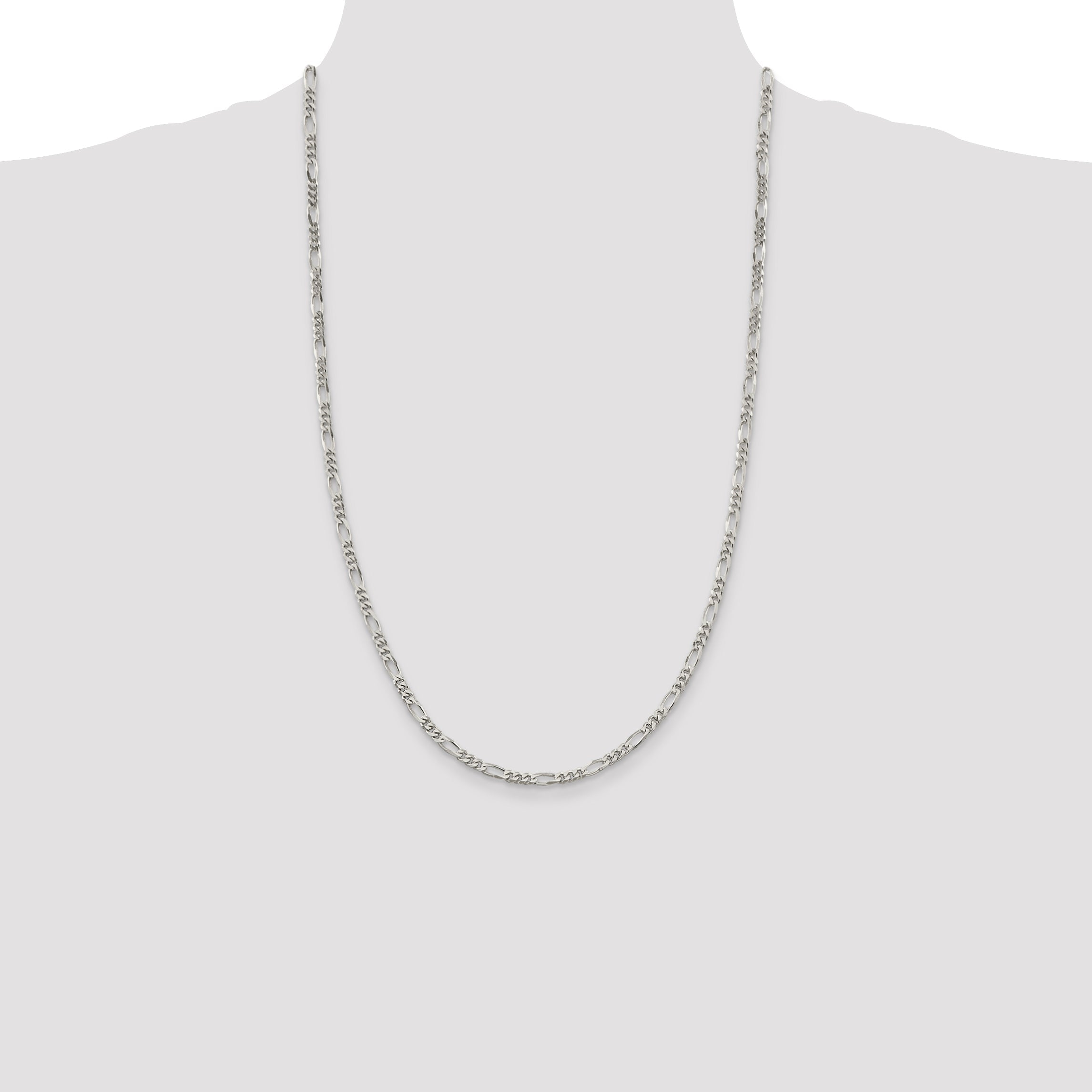 26 Inch Sterling Silver 3.5mm Figaro Chain Necklace