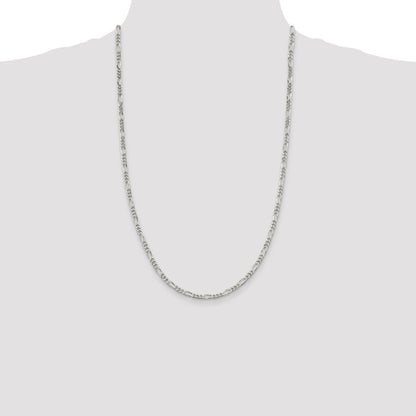 26 Inch Sterling Silver 3.5mm Figaro Chain Necklace