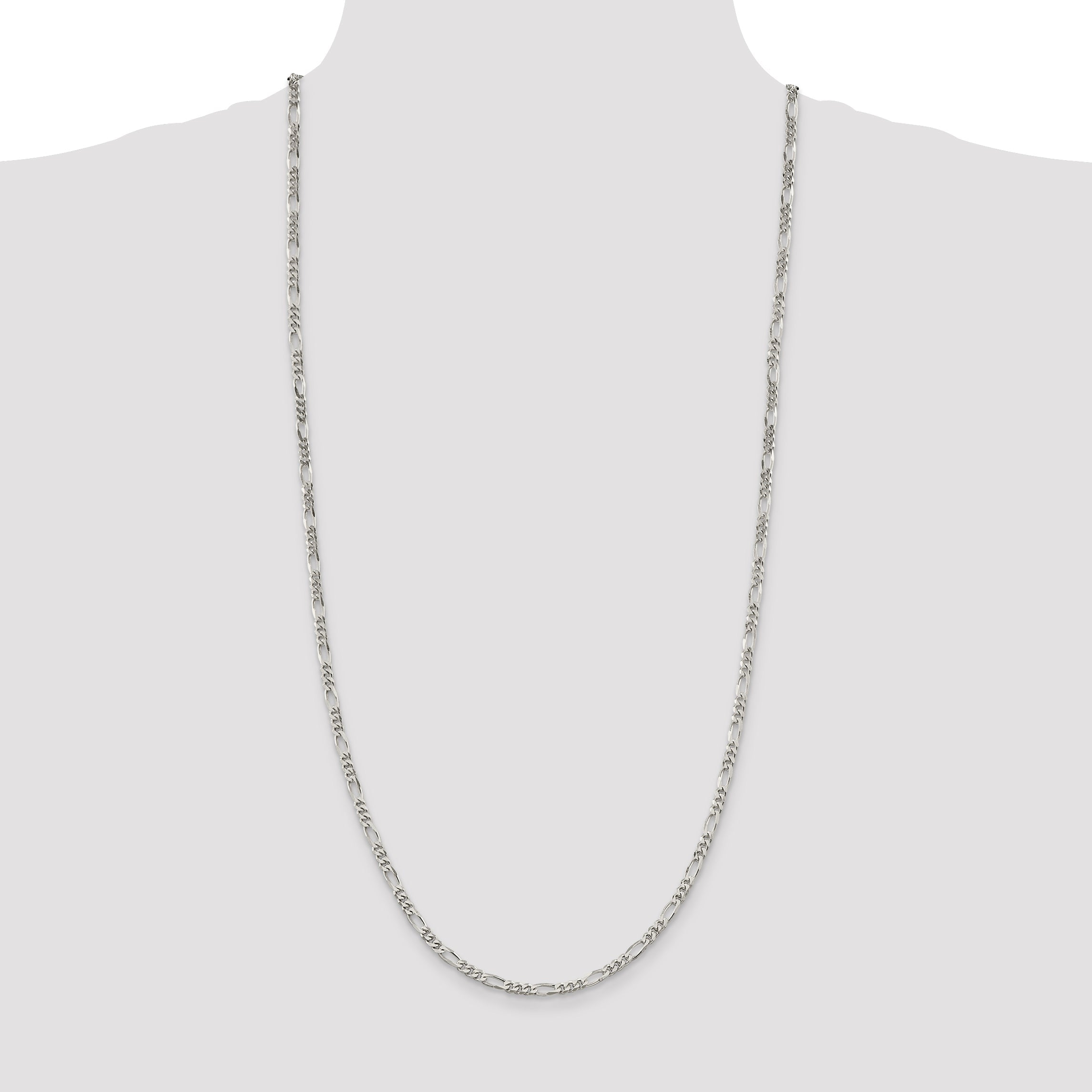 30 Inch Sterling Silver 3.5mm Figaro Chain Necklace