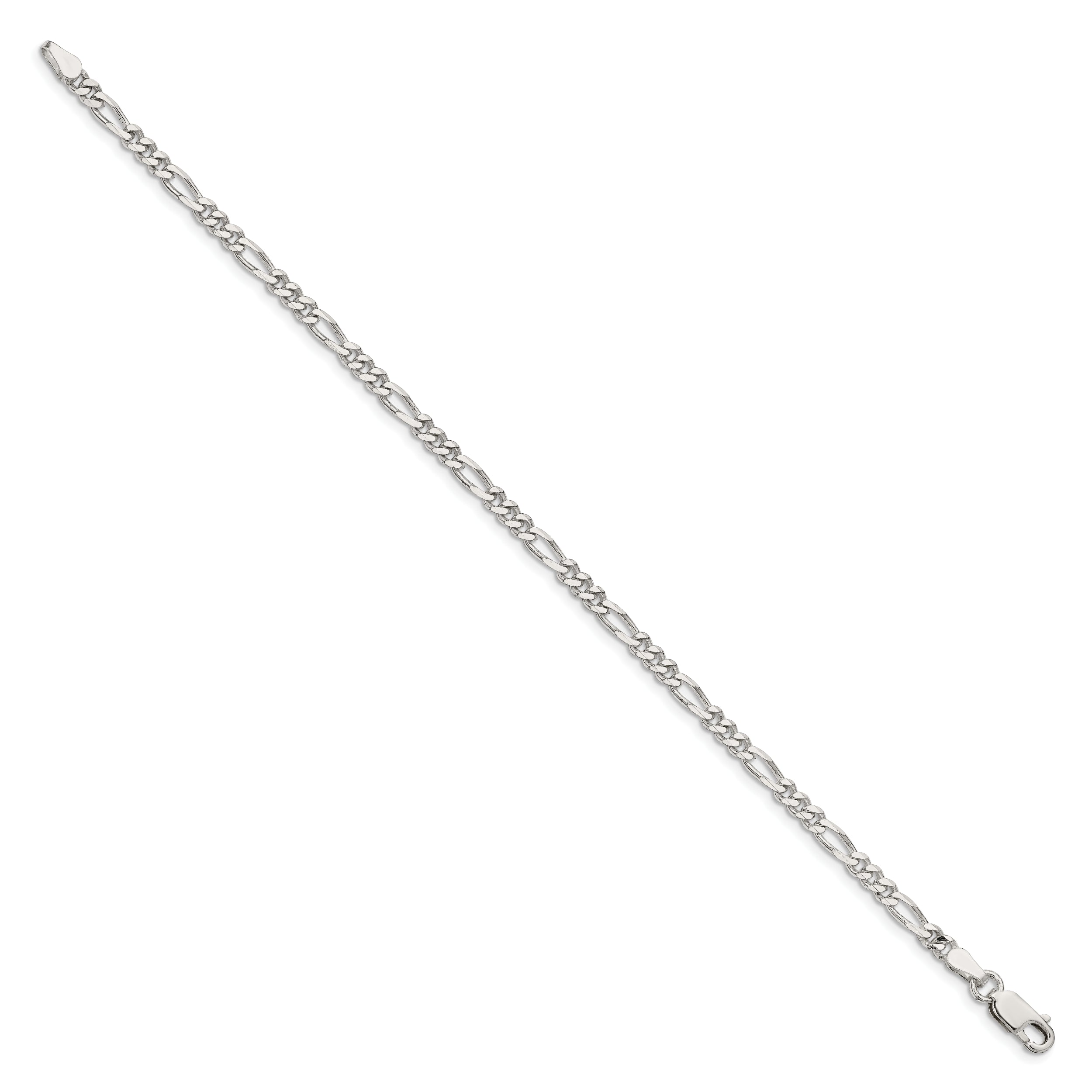 9 Inch Sterling Silver 3.5mm Figaro Chain Bracelet