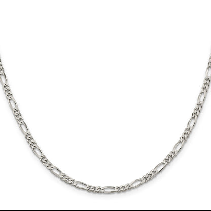 18 Inch Sterling Silver Rhodium-Plated 3.5mm Figaro Chain Necklace