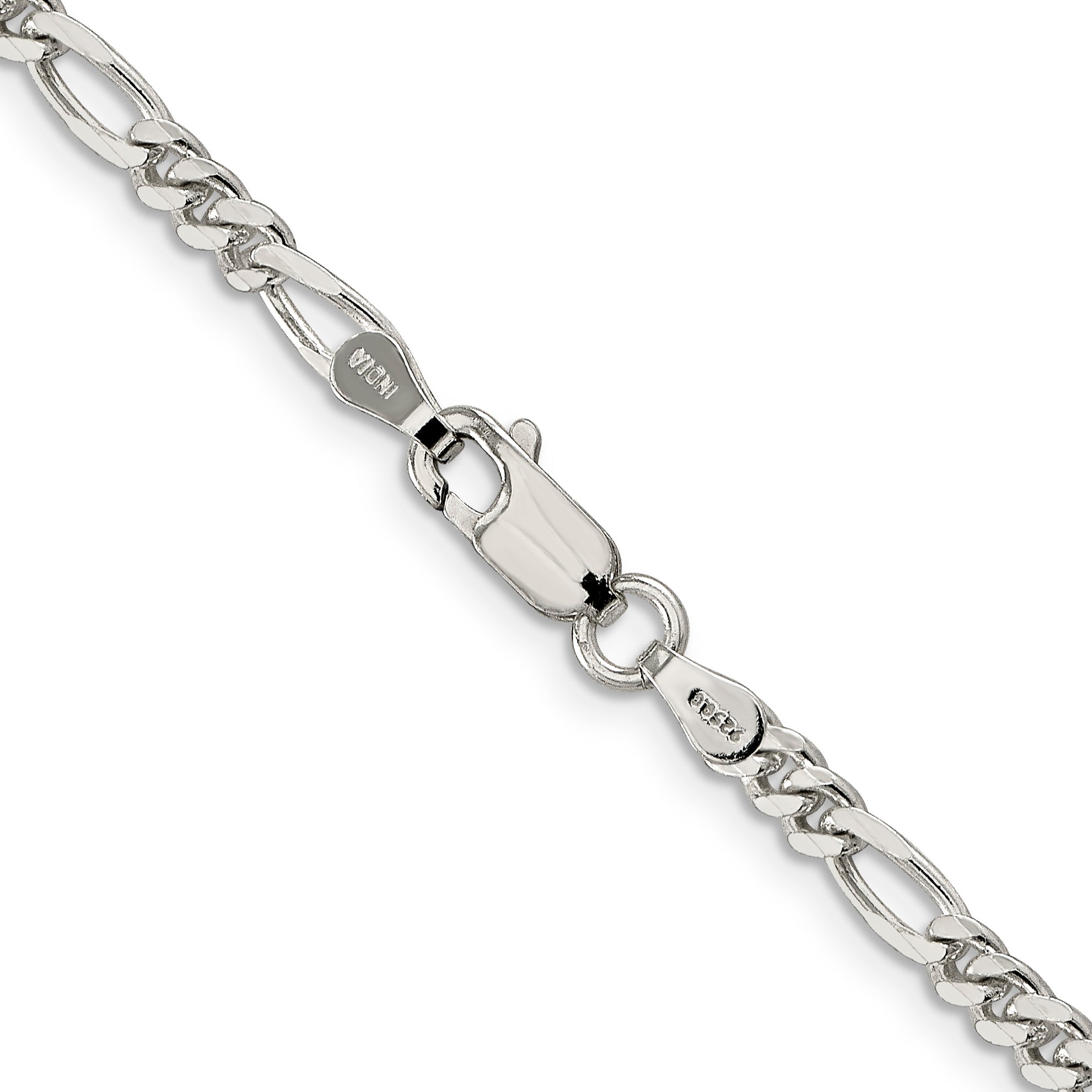20 Inch Sterling Silver Rhodium-Plated 3.5mm Figaro Chain Necklace
