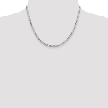 18 Inch Sterling Silver Rhodium-Plated 3.5mm Figaro Chain Necklace