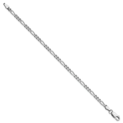 7 Inch Sterling Silver Rhodium-Plated 3.5mm Figaro Chain Bracelet