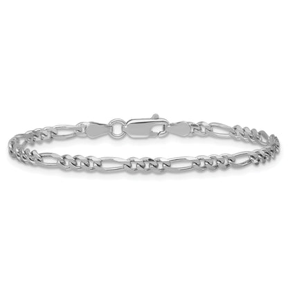 8 Inch Sterling Silver Rhodium-Plated 3.5mm Figaro Chain Bracelet