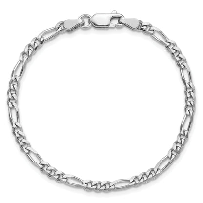 8 Inch Sterling Silver Rhodium-Plated 3.5mm Figaro Chain Bracelet