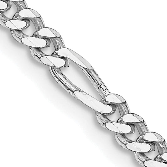 28 Inch Sterling Silver Rhodium-Plated 3.5mm Figaro Chain Necklace