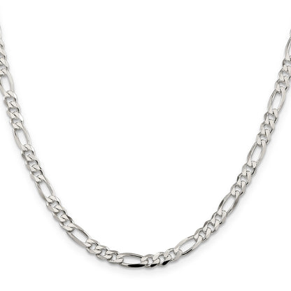 28 Inch Sterling Silver 4.5mm Figaro Chain Necklace