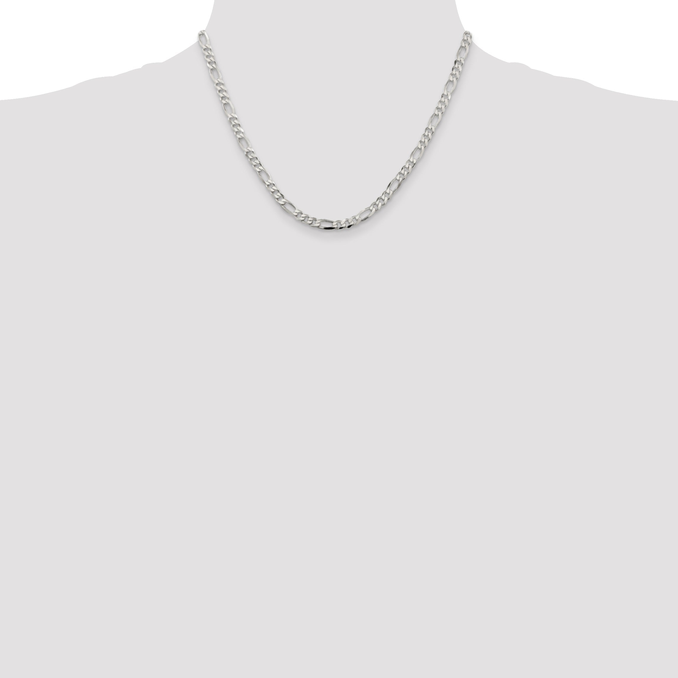 18 Inch Sterling Silver 4.5mm Figaro Chain Necklace