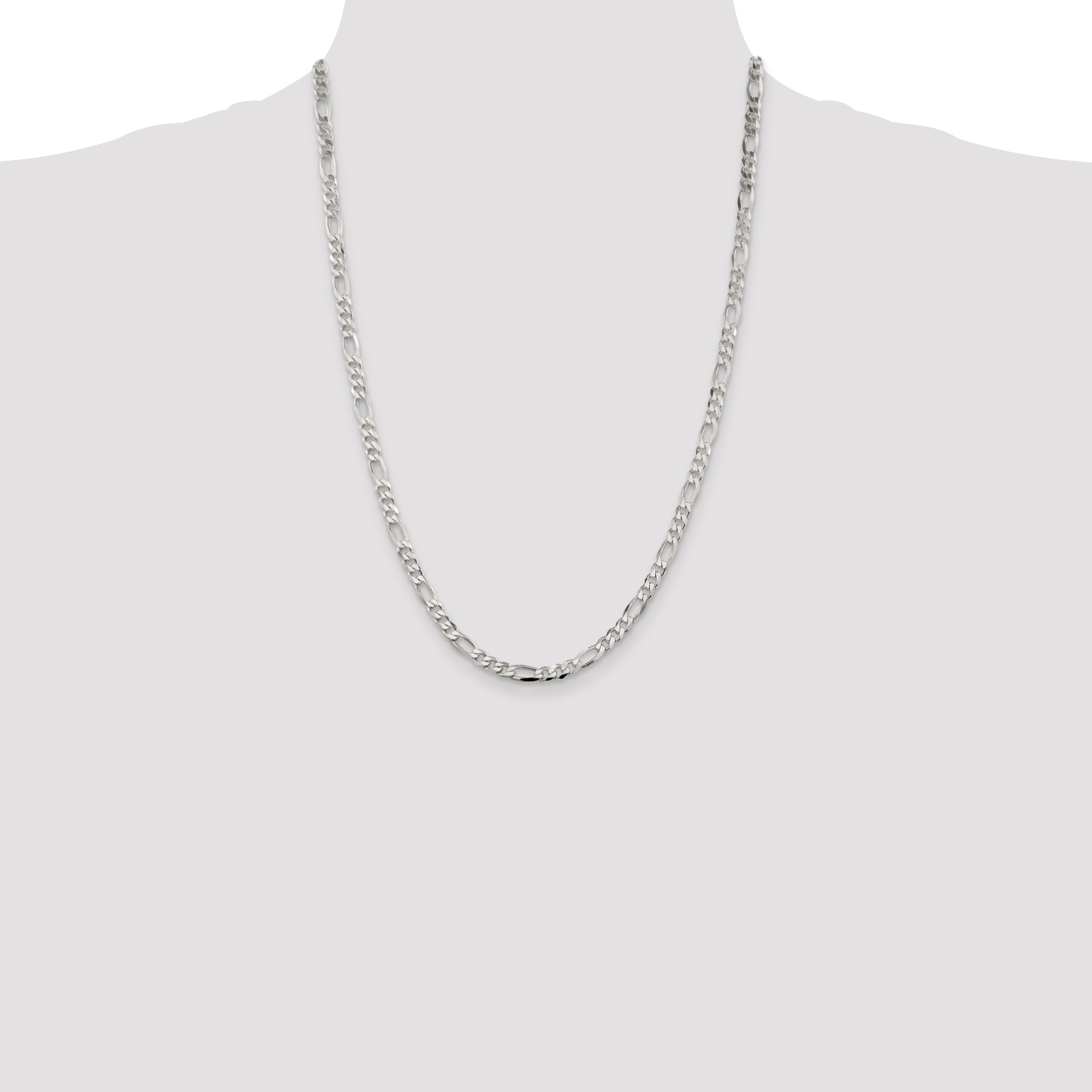 24 Inch Sterling Silver 4.5mm Figaro Chain Necklace
