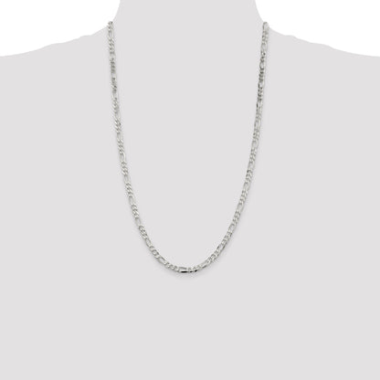 26 Inch Sterling Silver 4.5mm Figaro Chain Necklace