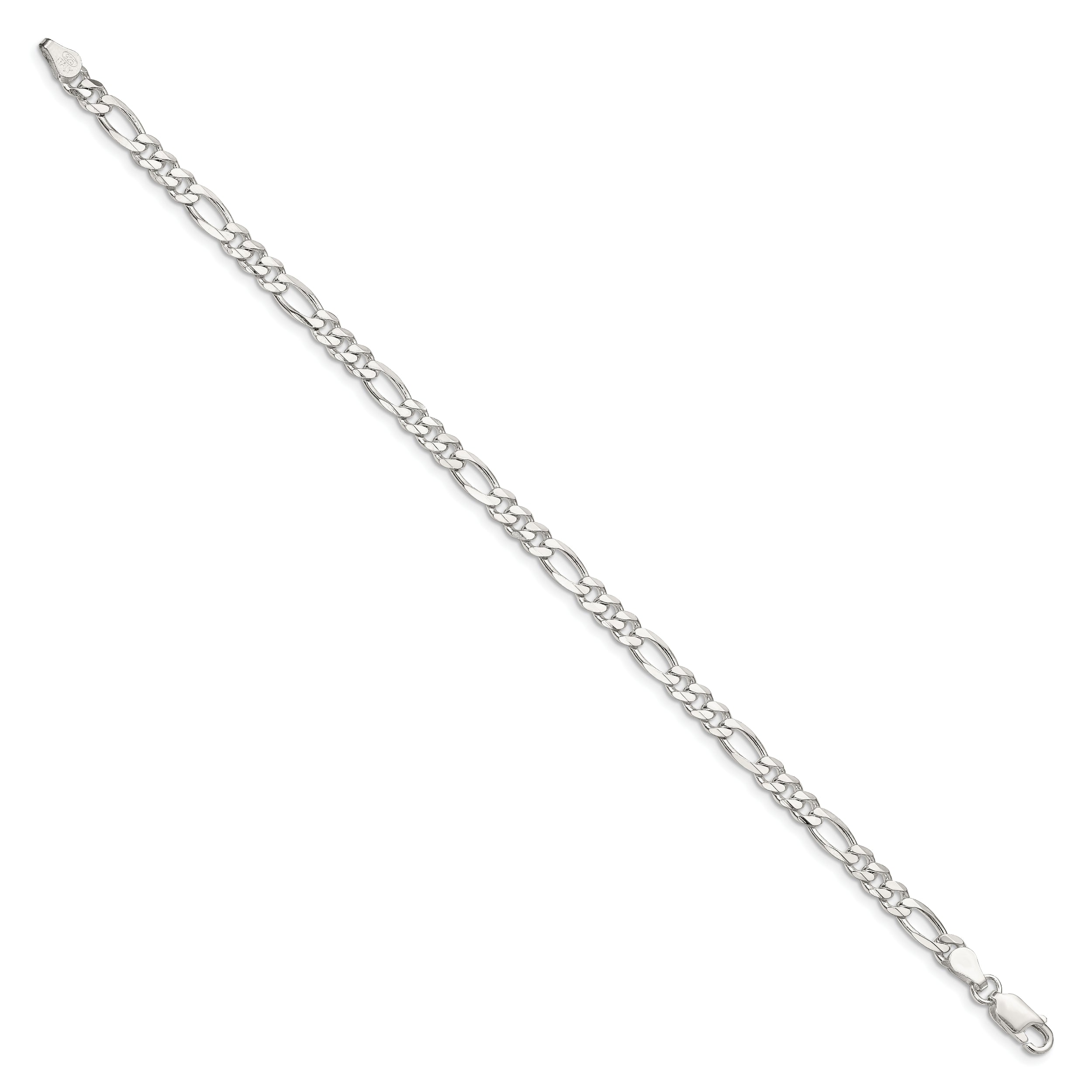 7 Inch Sterling Silver 4.5mm Figaro Chain Bracelet