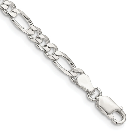 9 Inch Sterling Silver 4.5mm Figaro Chain Bracelet