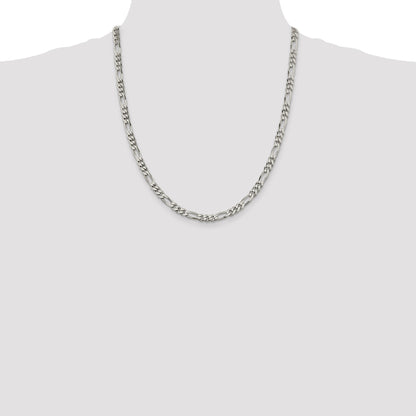 22 Inch Sterling Silver 5.5mm Figaro Chain Necklace