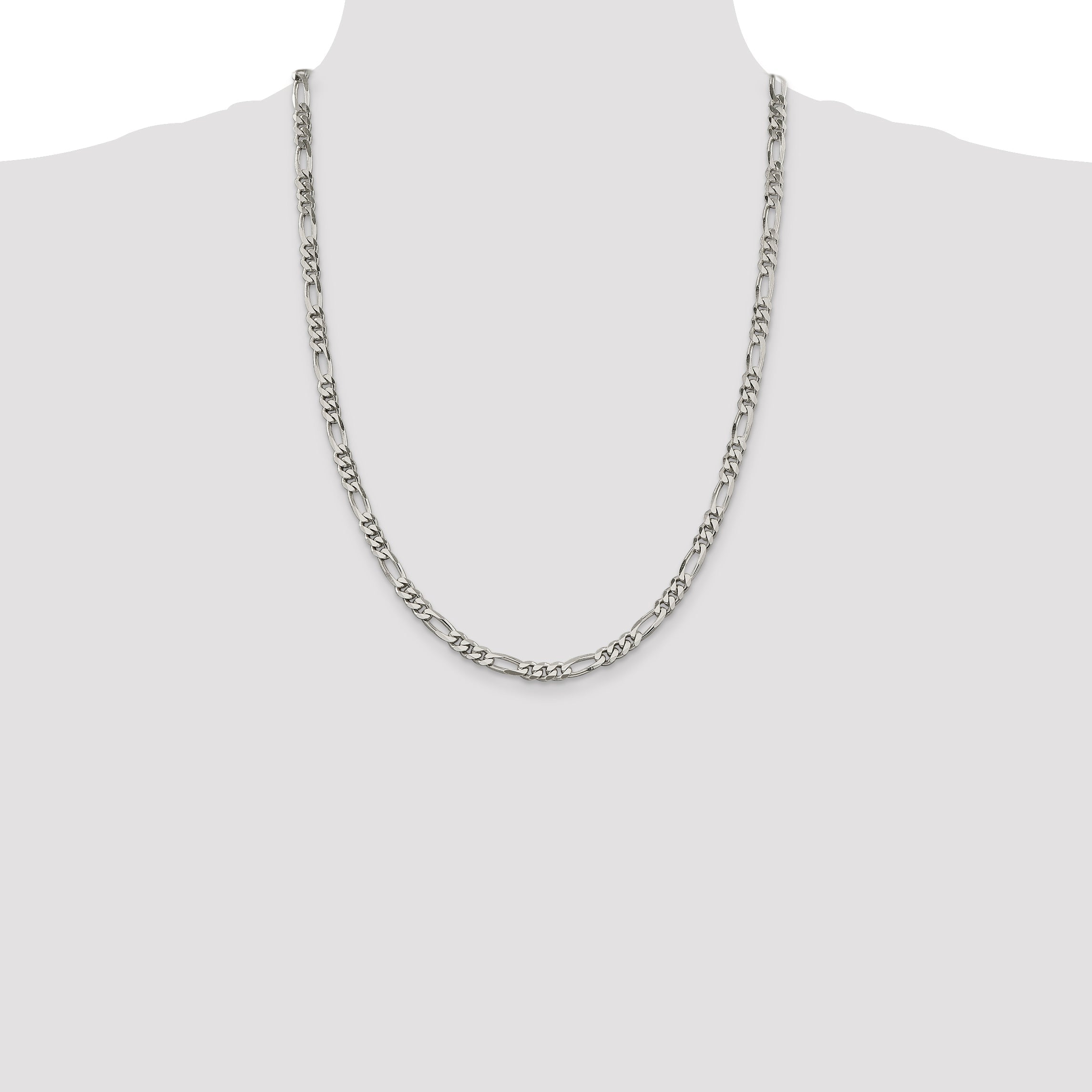 24 Inch Sterling Silver 5.5mm Figaro Chain Necklace