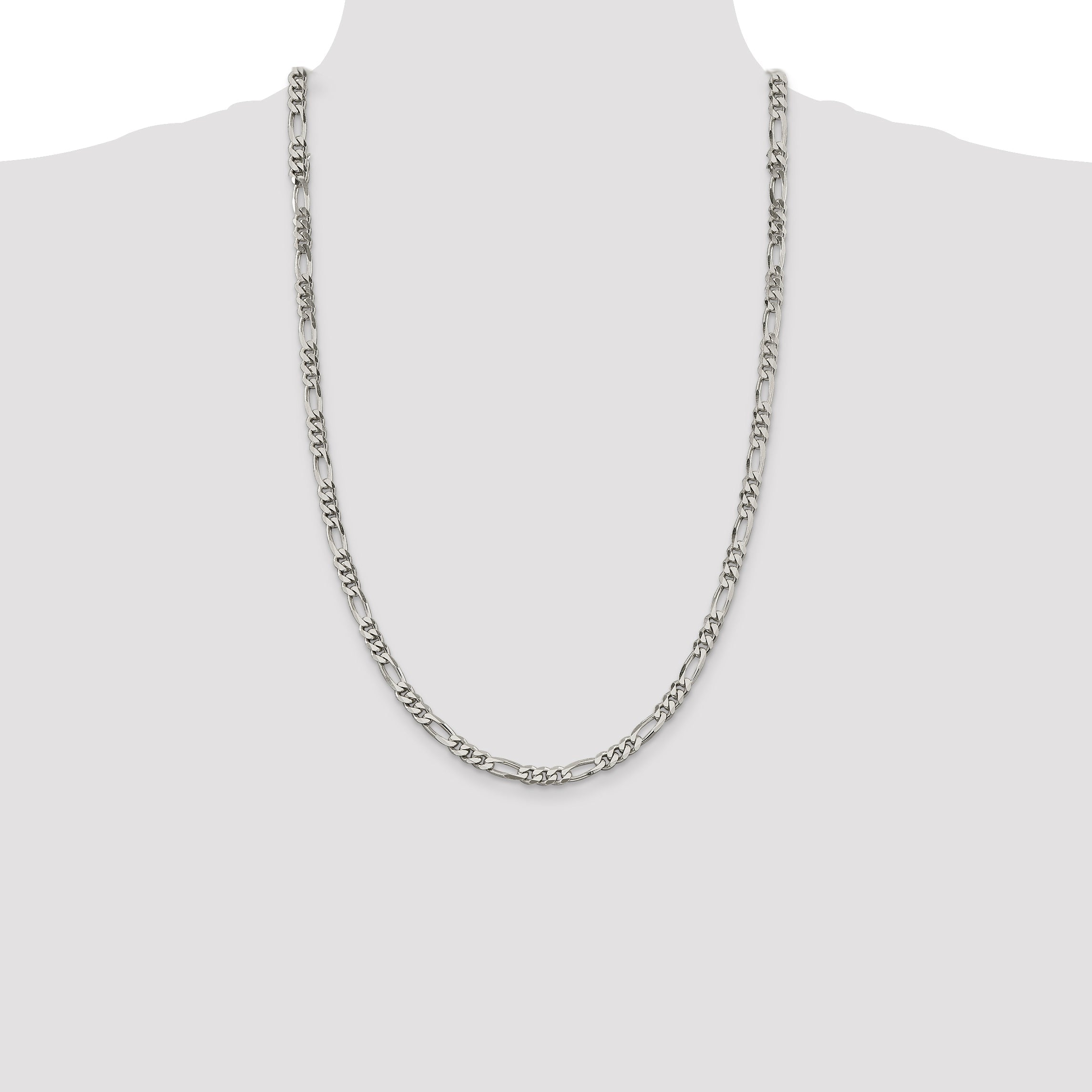 26 Inch Sterling Silver 5.5mm Figaro Chain Necklace