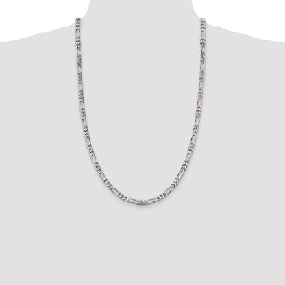 26 Inch Sterling Silver 5.5mm Figaro Chain Necklace