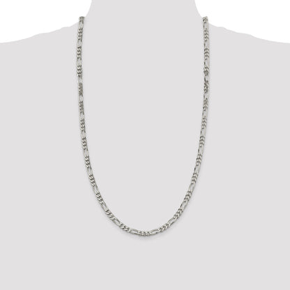 28 Inch Sterling Silver 5.5mm Figaro Chain Necklace