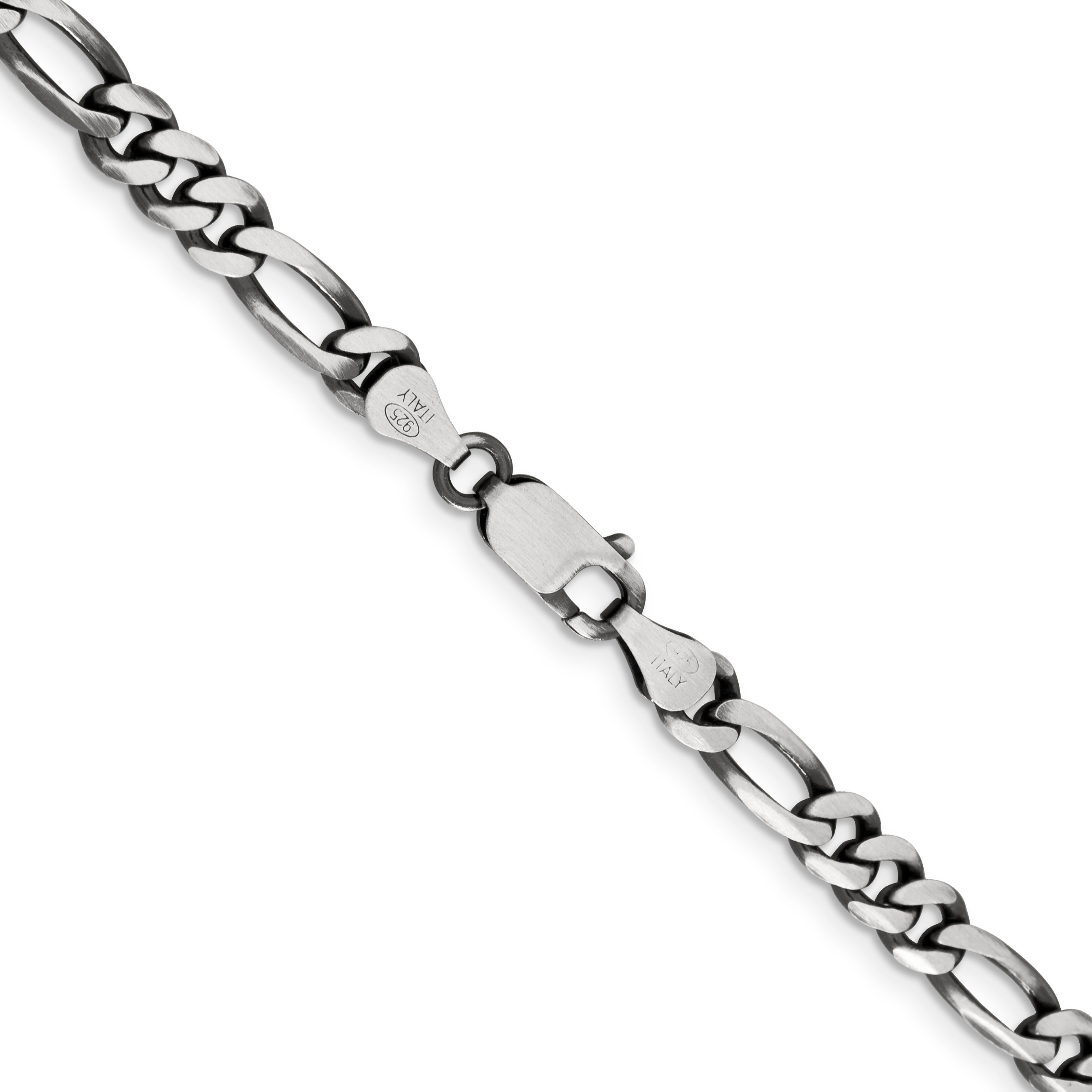 20 Inch Sterling Silver Antiqued 5.5mm Figaro Chain Necklace