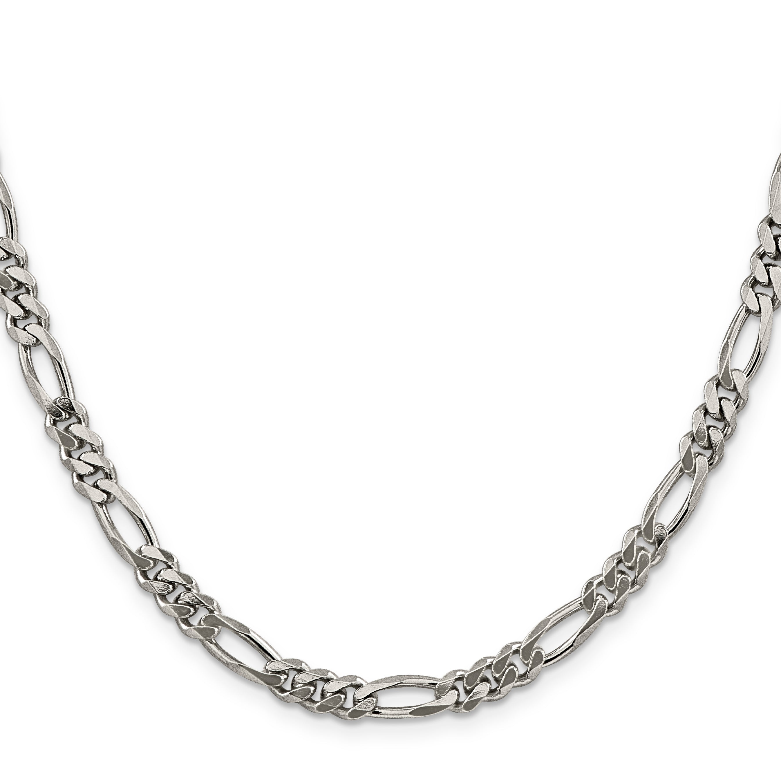 20 Inch Sterling Silver Rhodium-Plated 5.25mm Figaro Chain Necklace