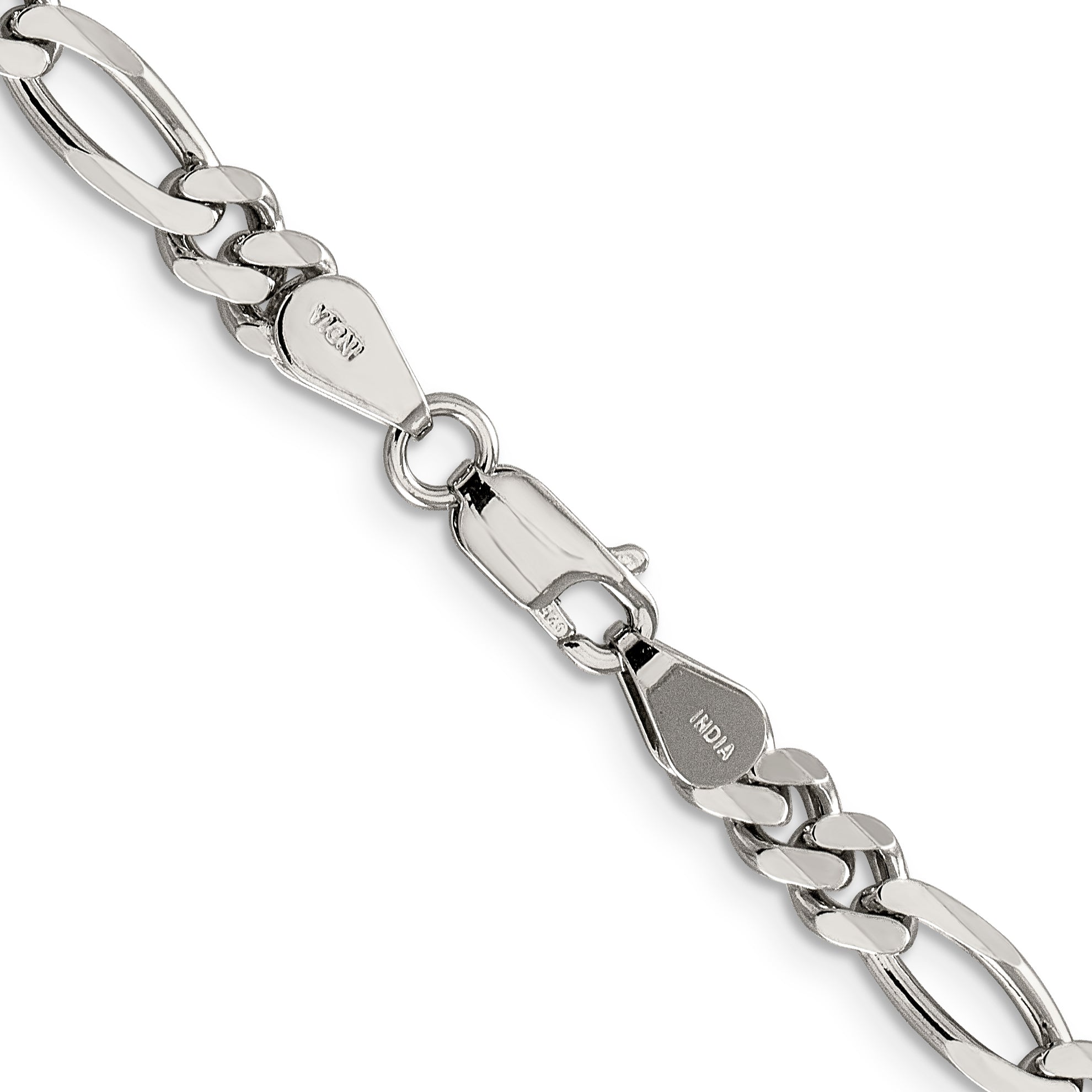 20 Inch Sterling Silver Rhodium-Plated 5.25mm Figaro Chain Necklace