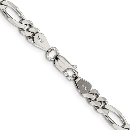 26 Inch Sterling Silver Rhodium-Plated 5.25mm Figaro Chain Necklace