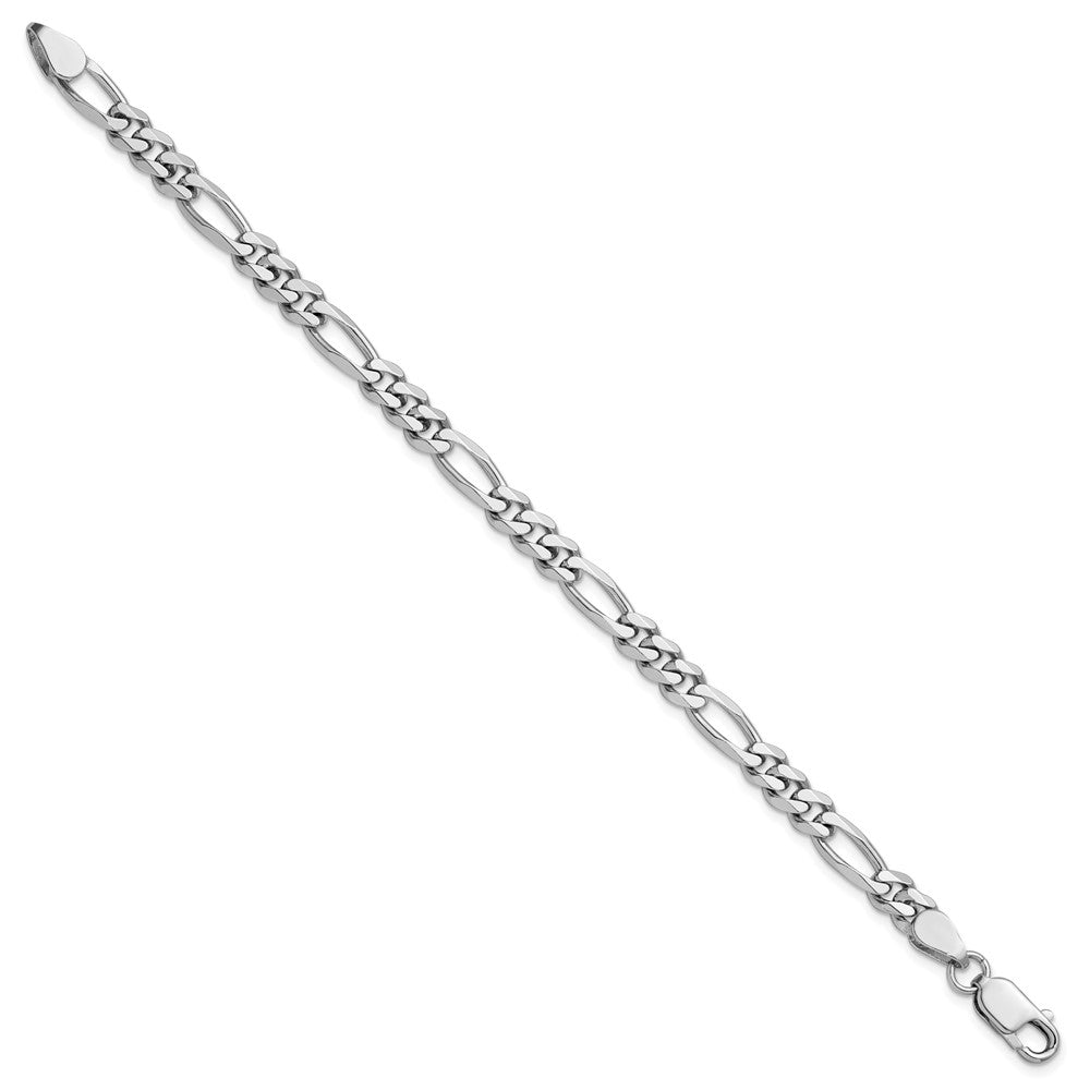 9 Inch Sterling Silver Rhodium-Plated 5.25mm Figaro Chain Bracelet