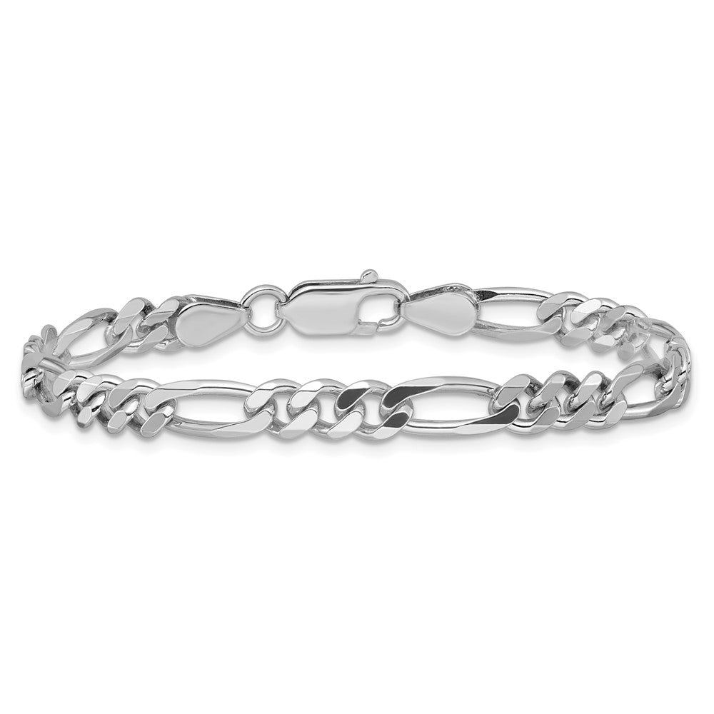 9 Inch Sterling Silver Rhodium-Plated 5.25mm Figaro Chain Bracelet