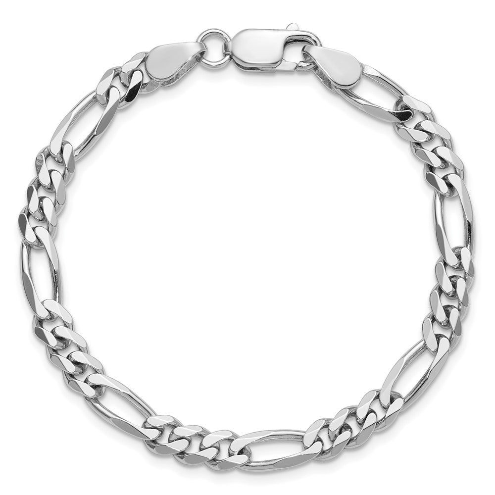 7 Inch Sterling Silver Rhodium-Plated 5.25mm Figaro Chain Bracelet