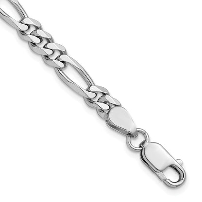 8 Inch Sterling Silver Rhodium-Plated 5.25mm Figaro Chain Bracelet