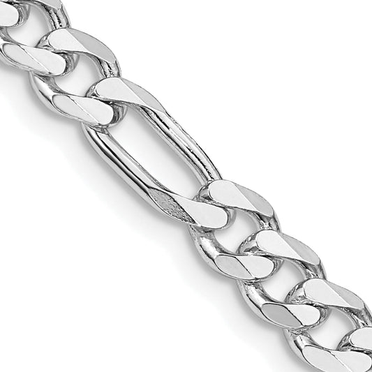 22 Inch Sterling Silver Rhodium-Plated 5.25mm Figaro Chain Necklace