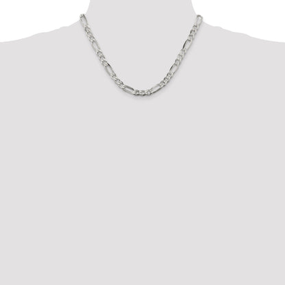 18 Inch Sterling Silver 6.75mm Figaro Chain Necklace