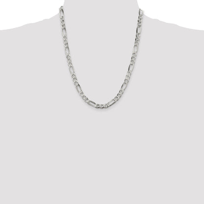 22 Inch Sterling Silver 6.75mm Figaro Chain Necklace