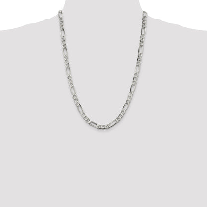 24 Inch Sterling Silver 6.75mm Figaro Chain Necklace