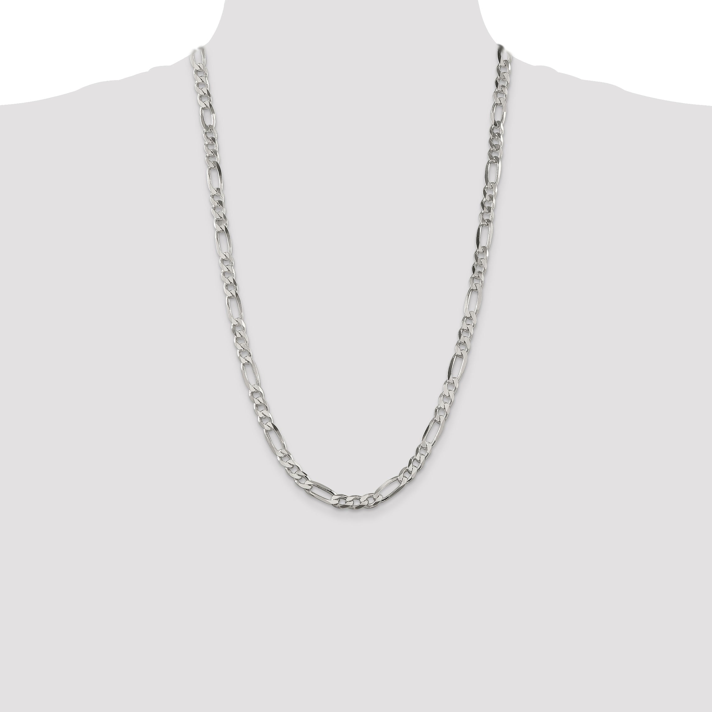 26 Inch Sterling Silver 6.75mm Figaro Chain Necklace