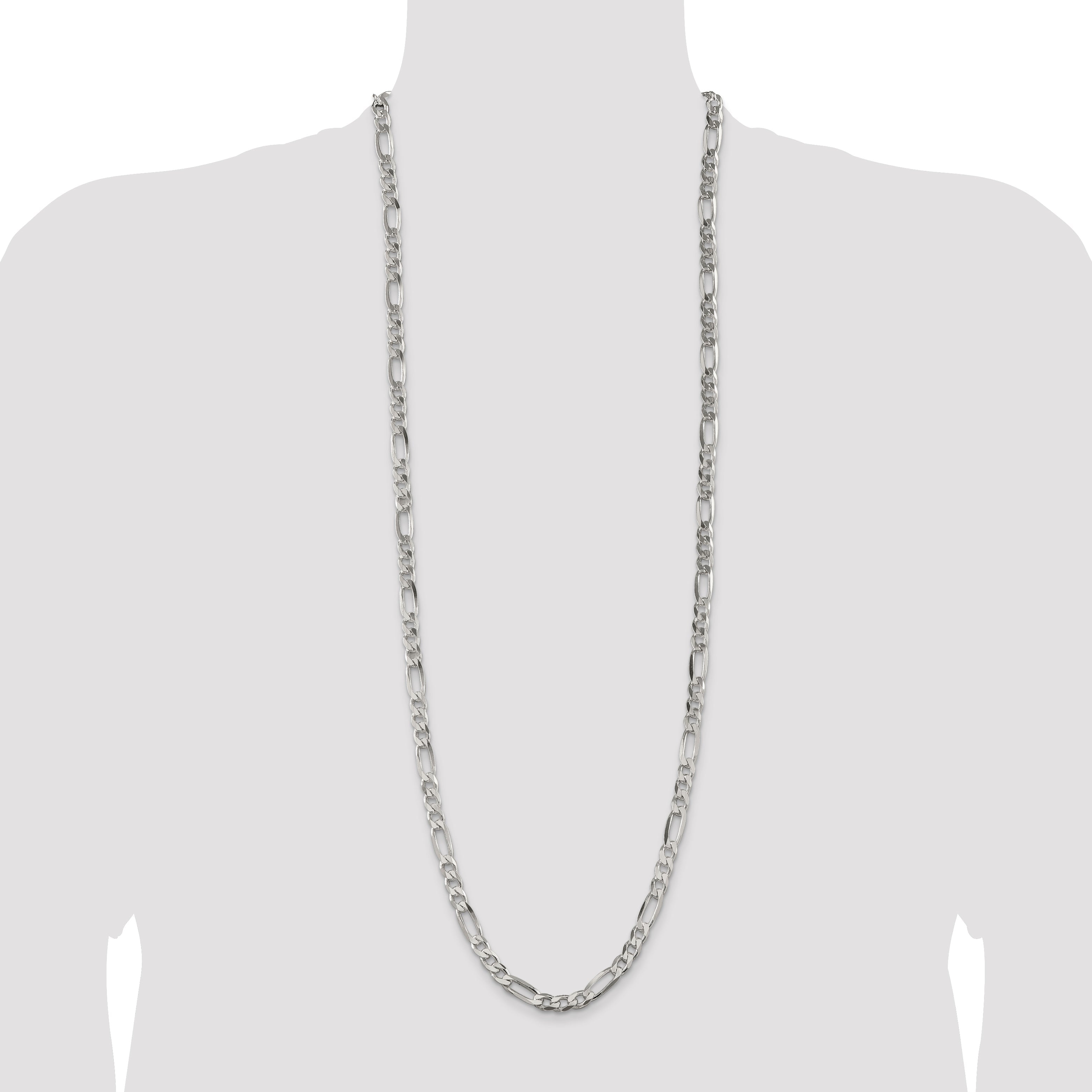 36 Inch Sterling Silver 6.75mm Figaro Chain Necklace