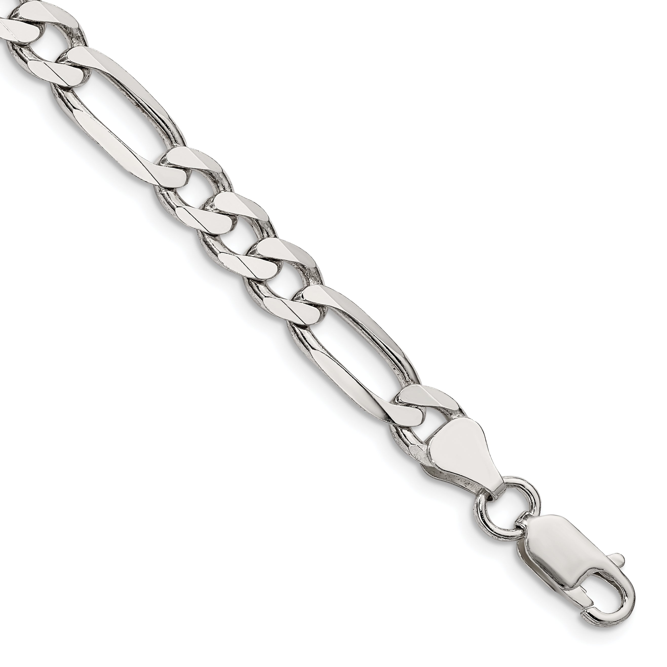 7 Inch Sterling Silver 6.75mm Figaro Chain Bracelet
